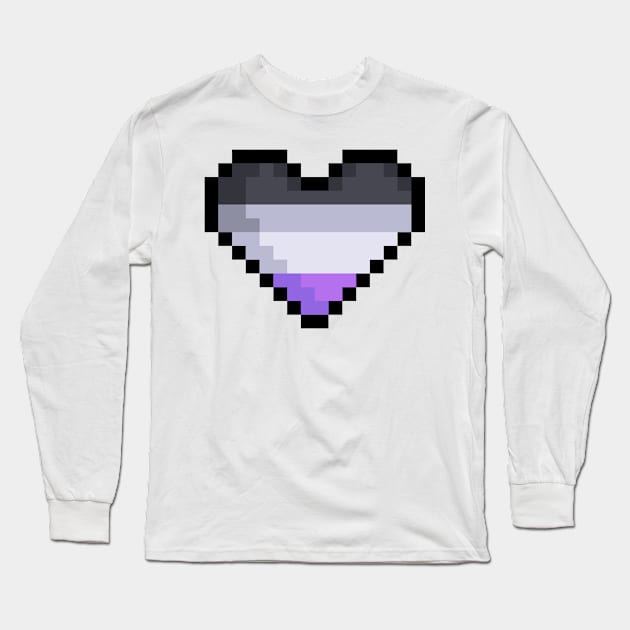 Pixel Asexual Flag Heart Long Sleeve T-Shirt by rafagars